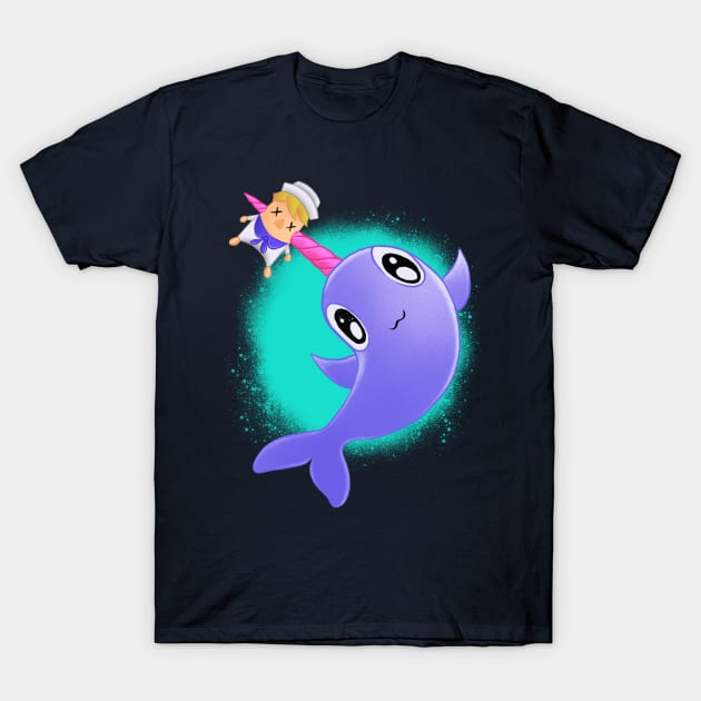 Sailor-Killing Friendly Narwhal T-Shirt by drixalvarez